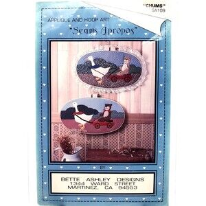 1983 Goose Teddy Bear Wagon Applique Hoop Art Chums SA109